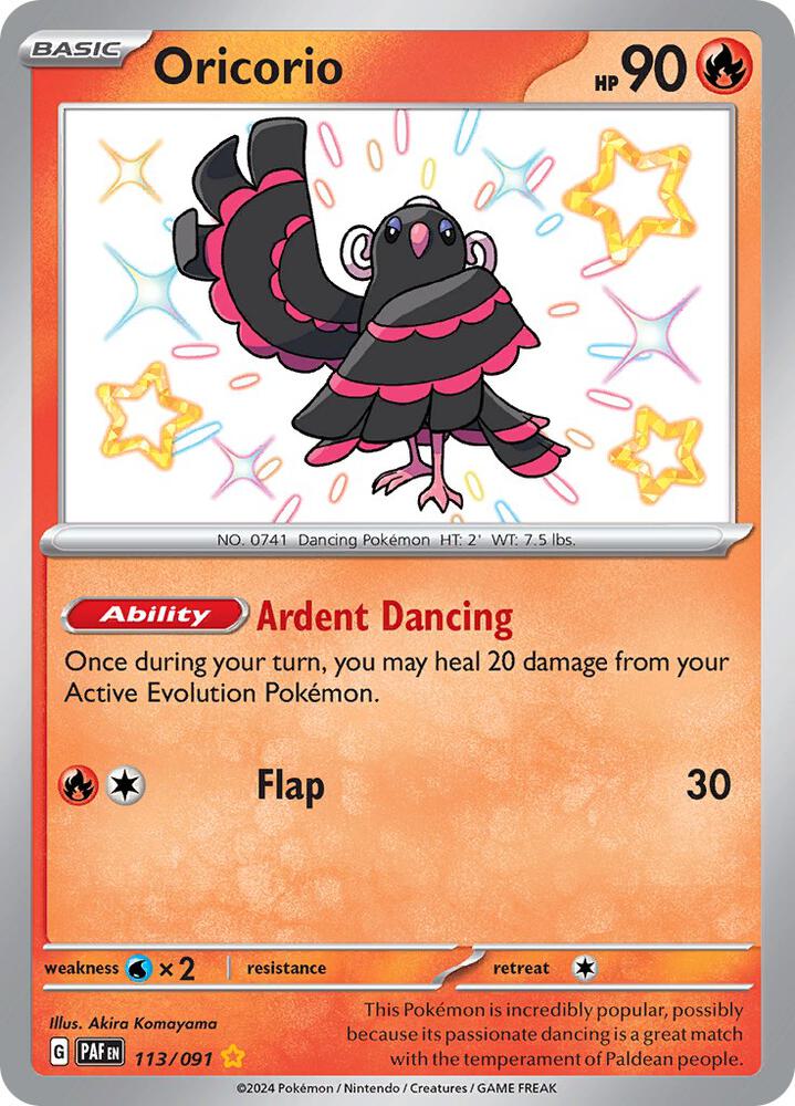 Pokemon Paldean Fates Oricorio 113/091 Shiny Rare Holo Card - stylecreep.com