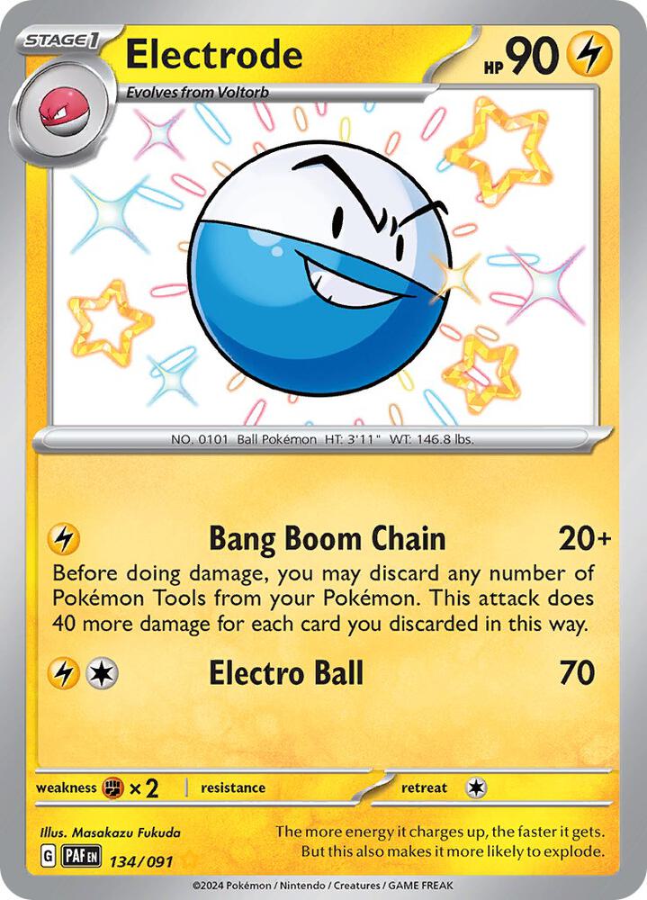 Pokemon Paldean Fates Electrode 134/091 Shiny Rare Holo Card - stylecreep.com