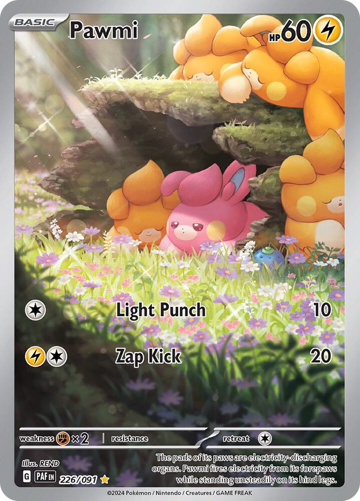 Pokemon Paldean Fates Pawmi 226/091 Illustration Rare Holofoil Card