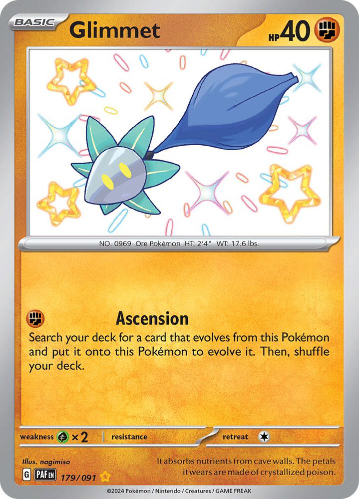 Pokemon Paldean Fates Glimmet 179/091 Shiny Rare Holo Card - stylecreep.com