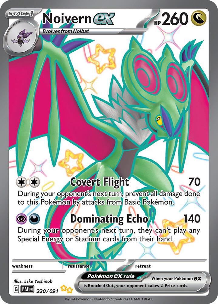 Pokemon Paldean Fates Noivern ex 220/091 Shiny Ultra Rare Holofoil Card