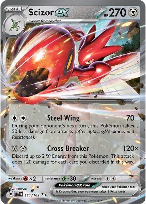 Pokemon Temporal Forces Scizor ex 111/162 Double Rare Holo Card - stylecreep.com