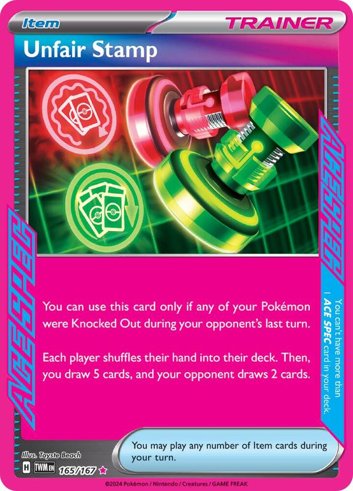 Pokemon Twilight Masquerade Unfair Stamp 165/167 ACE SPEC Rare Holo Card - stylecreep.com