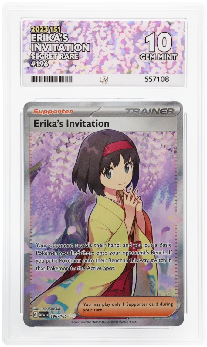 Pokemon Graded Card - Erika's Invitation 196/165 - Ace Gem Mint 10 (557108)