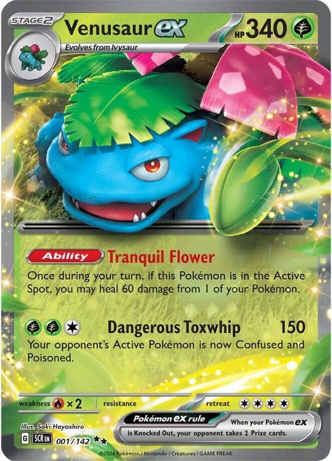 Pokemon Stellar Crown Venusaur ex 001/142 Double Rare Holo Card