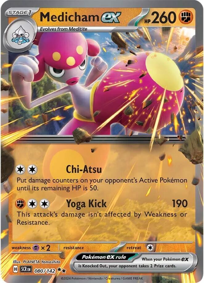 Pokemon Stellar Crown Medicham ex 080/142 Double Rare Holo Card