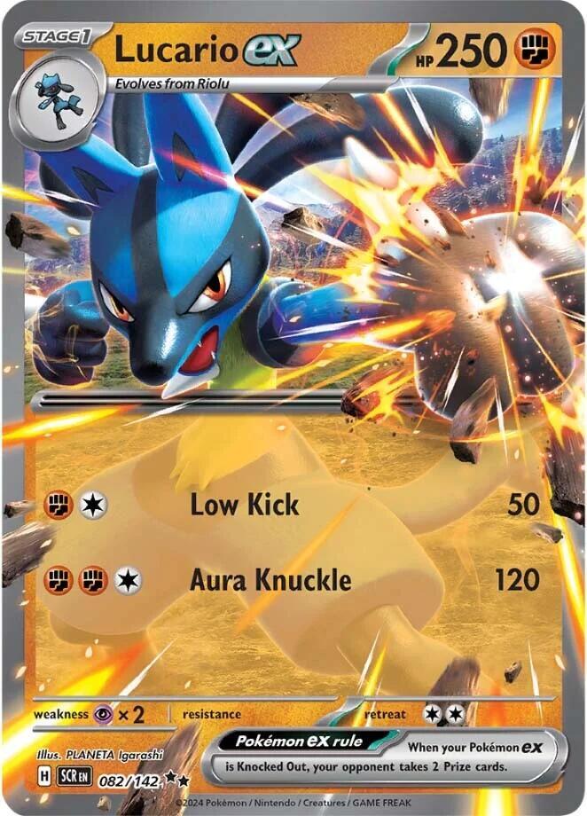 Pokemon Stellar Crown Lucario ex 082/142 Double Rare Holo Card