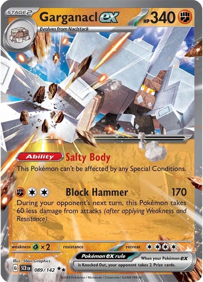 Pokemon Stellar Crown Garganacl ex 089/142 Double Rare Holo Card