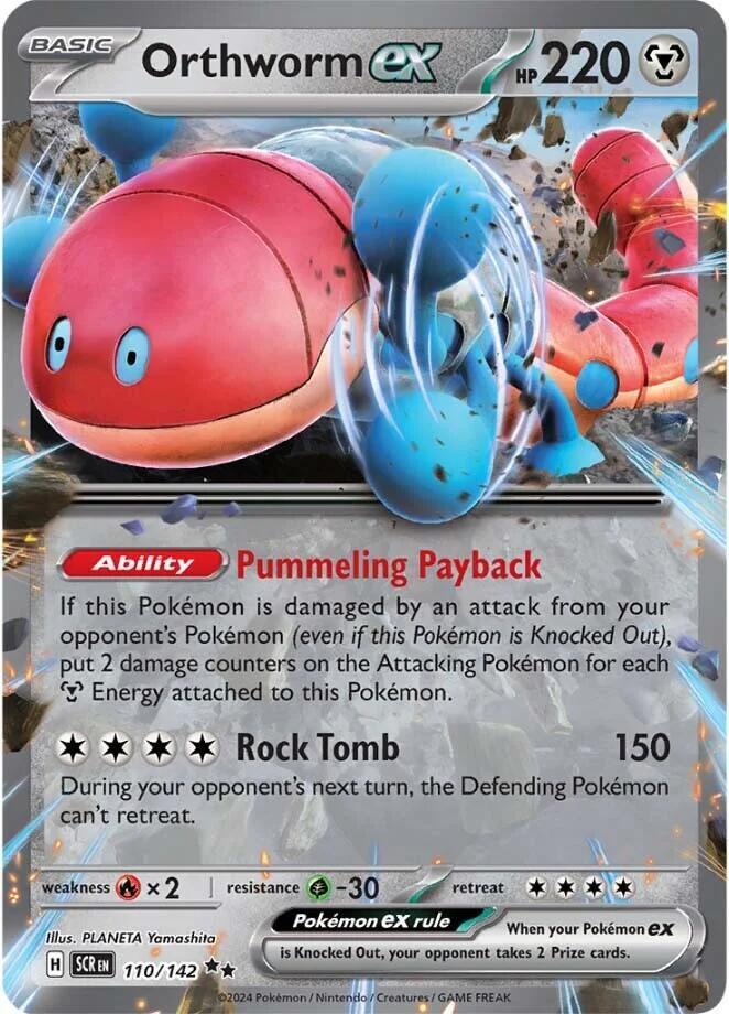 Pokemon Stellar Crown Orthworm ex 110/142 Double Rare Holo Card