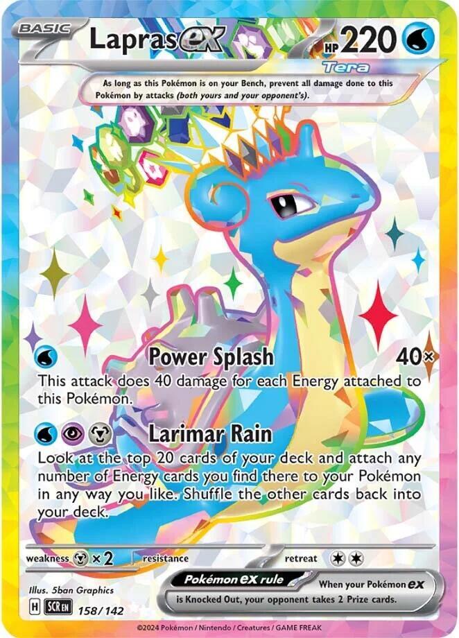 Pokemon Stellar Crown Lapras ex 158/142 Ultra Rare Holofoil Card
