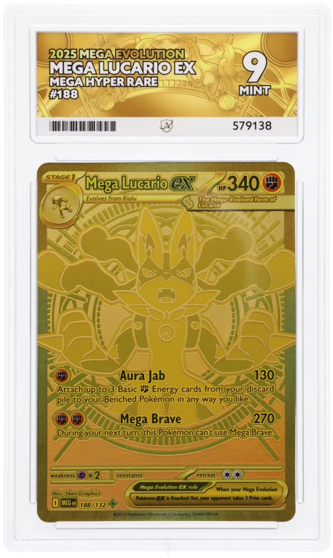 Pokemon Graded Card - Mega Lucario ex - 188/132 - Ace Mint 9 (579138)
