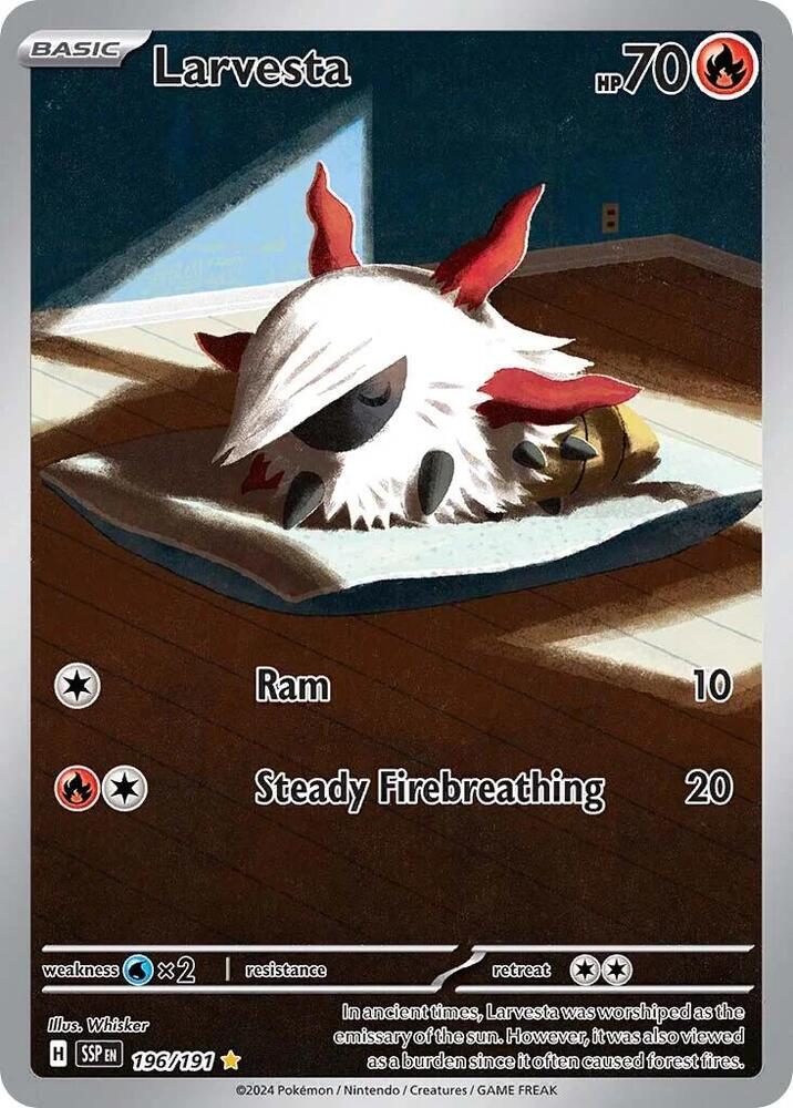 Pokemon Surging Sparks Larvesta 196/191 Illustration Rare Holofoil Card