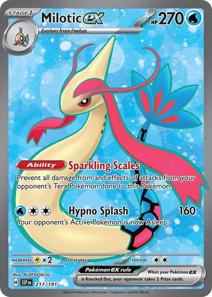 Pokemon Surging Sparks Milotic ex 217/191 Ultra Rare Holofoil Card