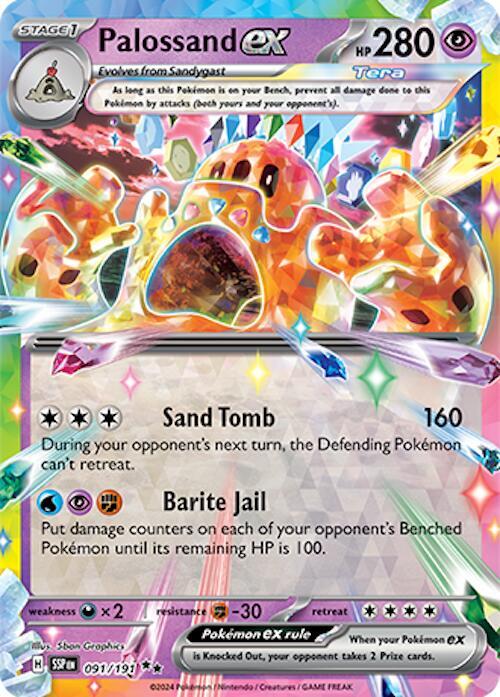 Pokemon Surging Sparks Palossand ex 091/191 Double Rare Holo Card - stylecreep.com
