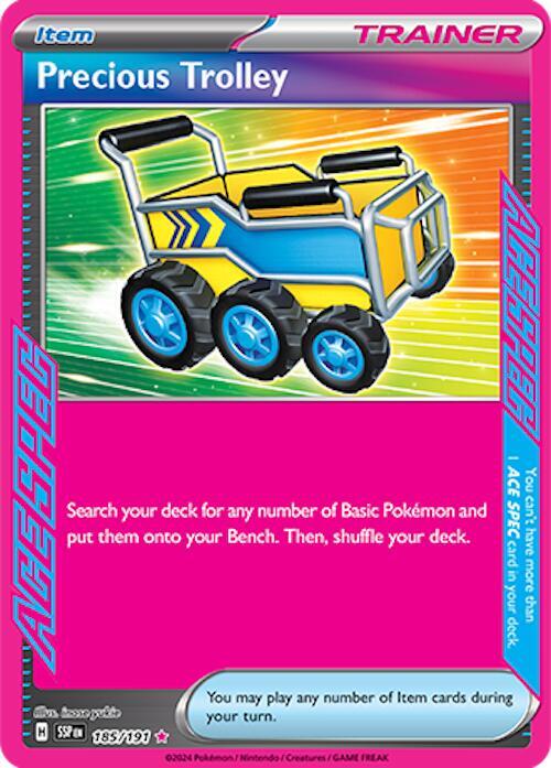 Pokemon Surging Sparks Precious Trolley 185/191 ACE SPEC Rare Holo Card - stylecreep.com