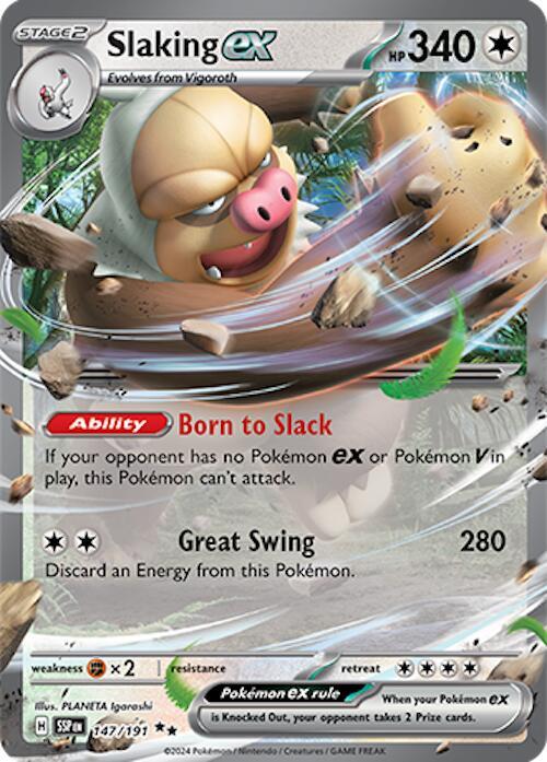 Pokemon Surging Sparks Slaking ex 147/191 Double Rare Holo Card - stylecreep.com