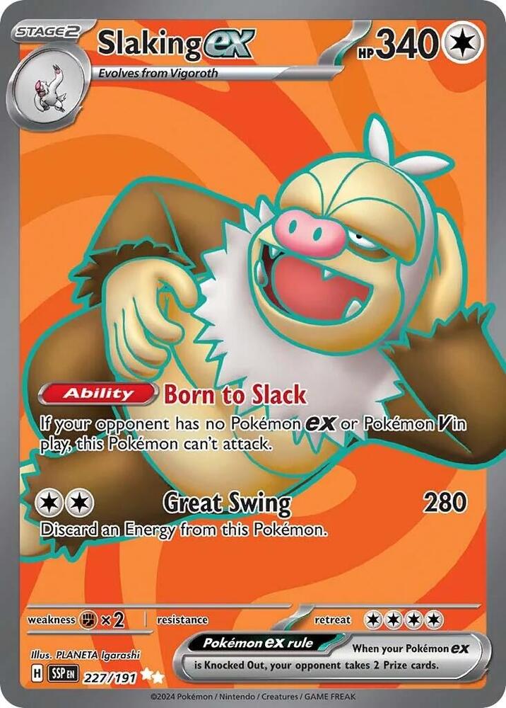 Pokemon Surging Sparks Slaking ex 227/191 Ultra Rare Holofoil Card