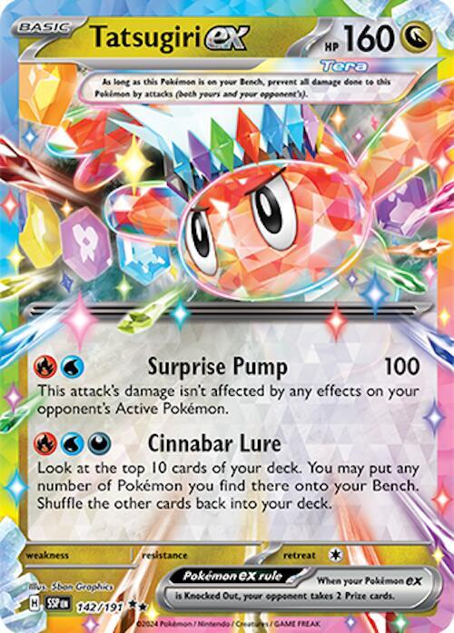 Pokemon Surging Sparks Tatsugiri ex 142/191 Double Rare Holo Card - stylecreep.com