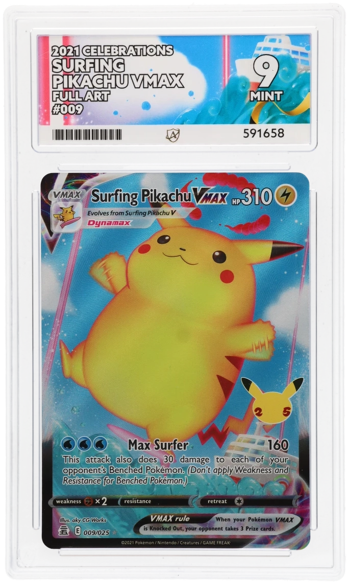 Pokemon Graded Card - Surfing Pikachu VMAX 009/035 - Ace Mint 9 (591658)