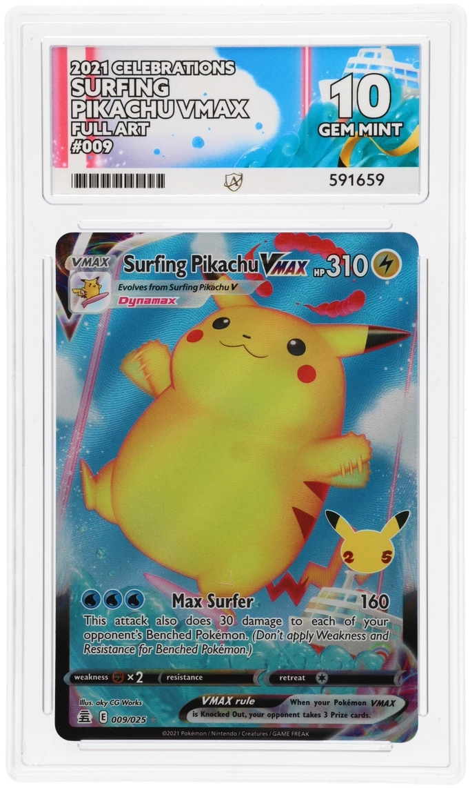 surfing pikachu vmax pokemon card Pokemon Graded Card - Surfing Pikachu VMAX 009/035