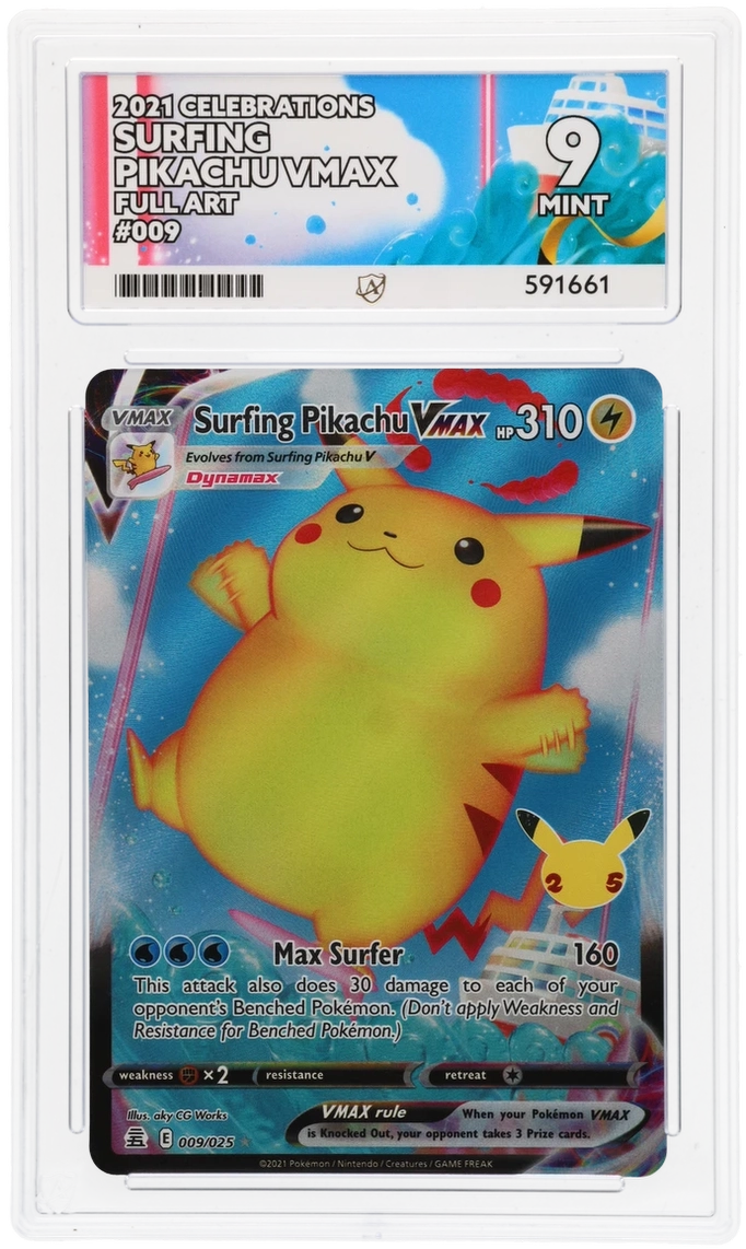 Pokemon Graded Card - Surfing Pikachu VMAX 009/035 - Ace Mint 9 (591661)