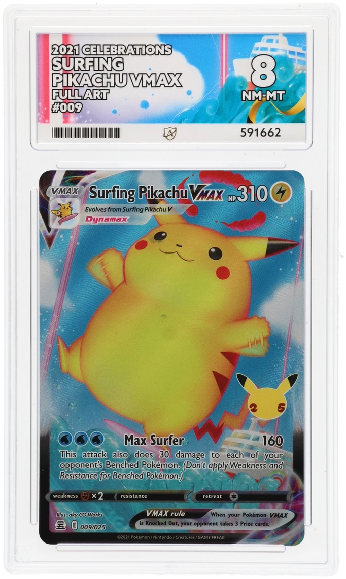 Pokemon Graded Card - Surfing Pikachu VMAX 009/035 - Ace NM-MT 8 (591662)