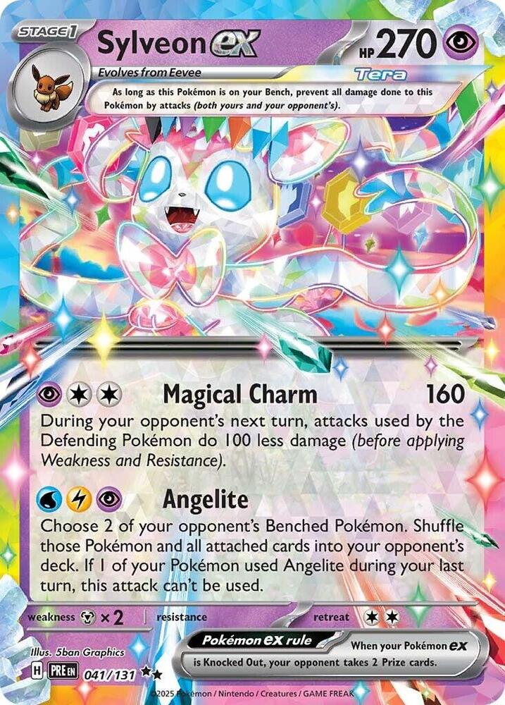 Pokemon Prismatic Evolutions Sylveon ex 041/131 Double Rare Holo Card - stylecreep.com