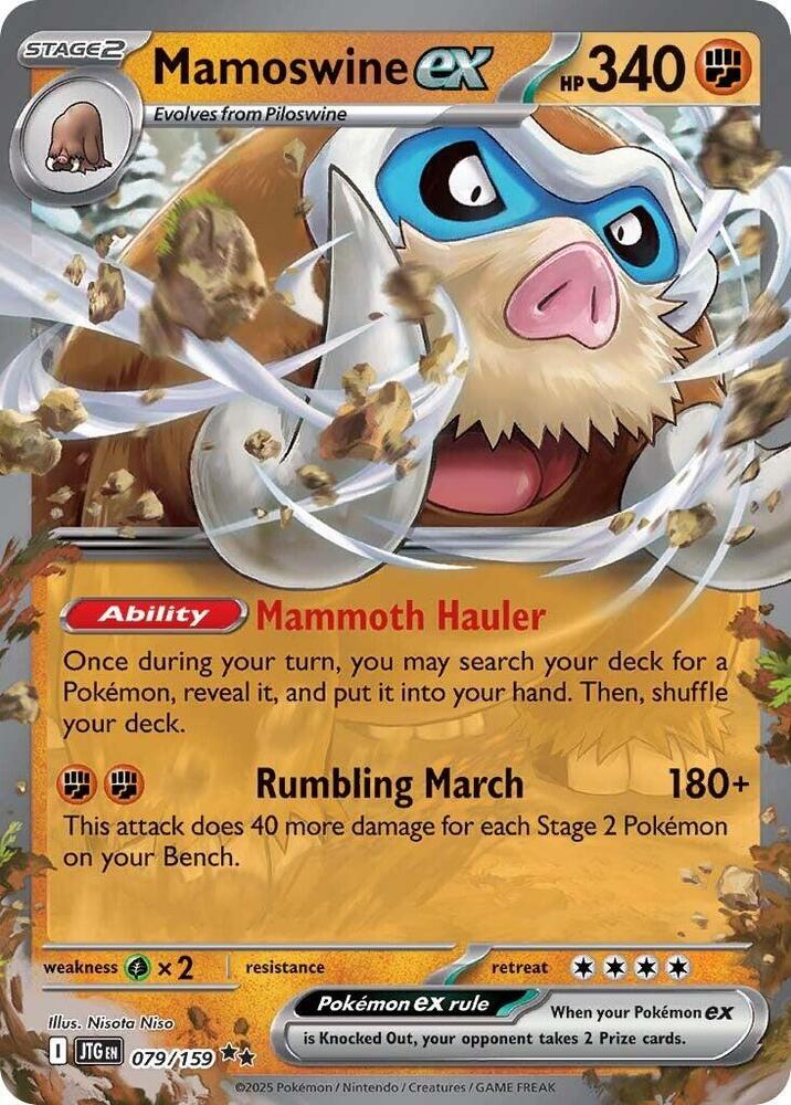 Pokemon Journey Together Mamoswine ex 079/159 Double Rare Card - stylecreep.com