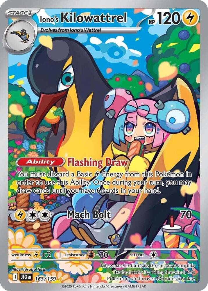 Pokemon Journey Together Iono's Killowattrel 163/159 Illustration Rare Holo Card - stylecreep.com