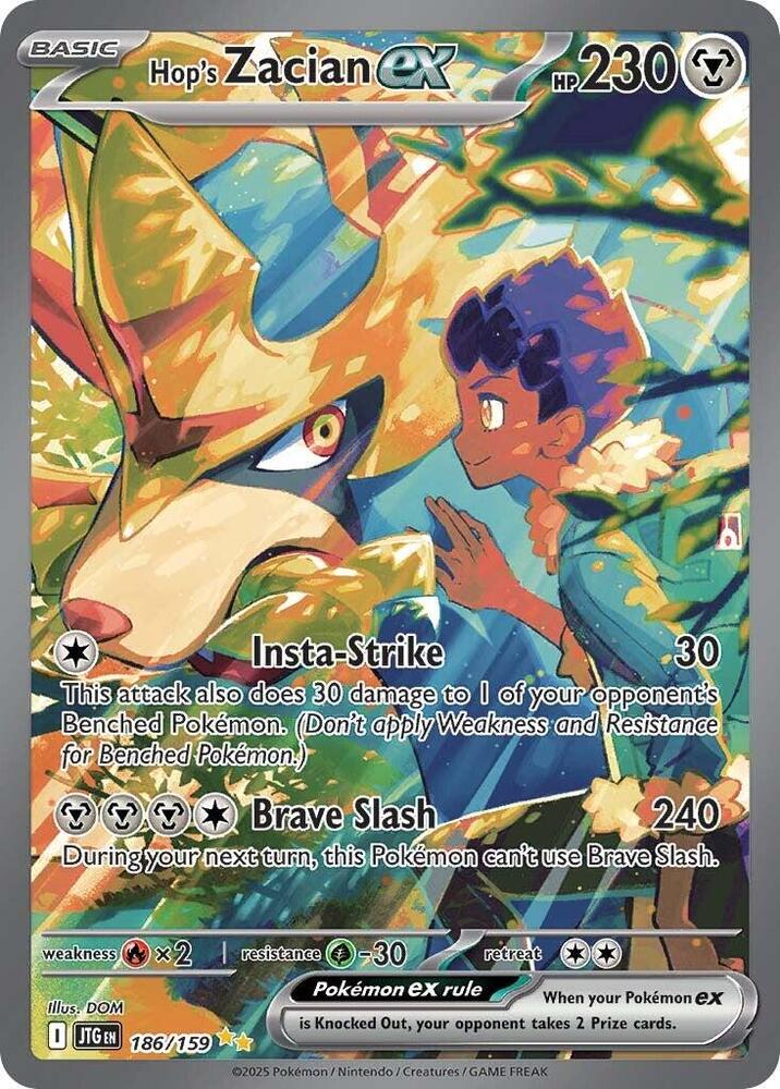 Pokemon Journey Together Hop's Zacian ex 186/159 Special Illustration Rare Holo Card