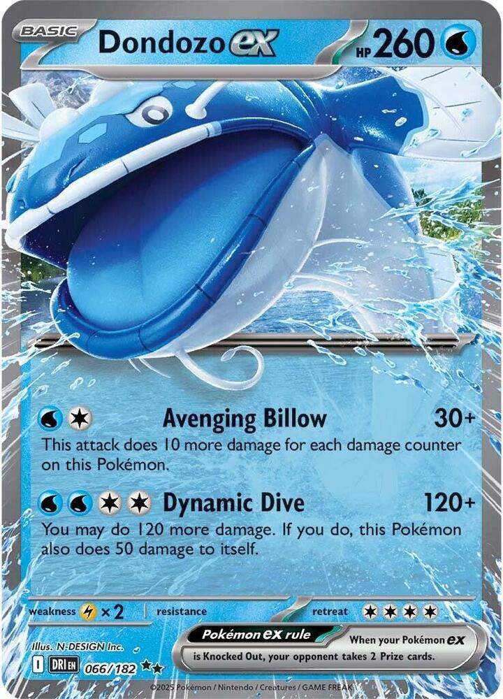 Pokemon Destined Rivals Dondozo ex 066/182 Double Rare Holo Card - stylecreep.com