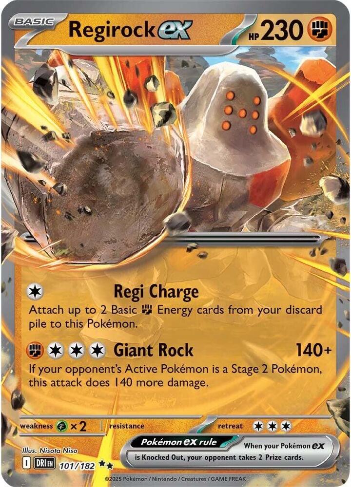 Pokemon Destined Rivals Regirock ex 101/182 Double Rare Holo Card - stylecreep.com