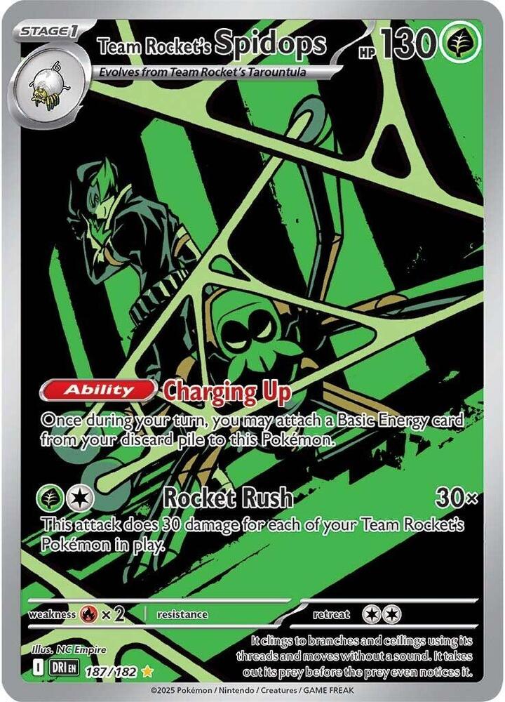 Pokemon Destined Rivals Team Rocket's Spidops 187/182 Illustration Rare Holo Card - stylecreep.com