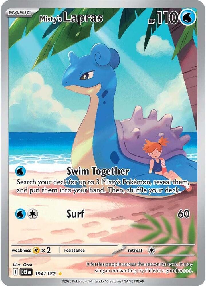 Pokemon Destined Rivals Misty's Lapras 194/182 Illustration Rare Holo Card - stylecreep.com