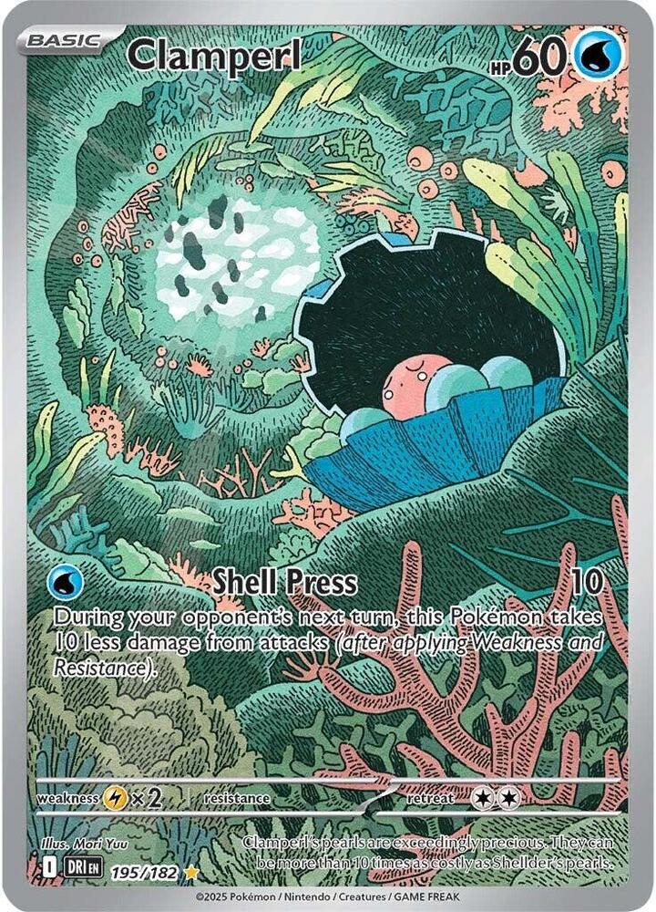 Pokemon Destined Rivals Clamperl 195/182 Illustration Rare Holo Card - stylecreep.com