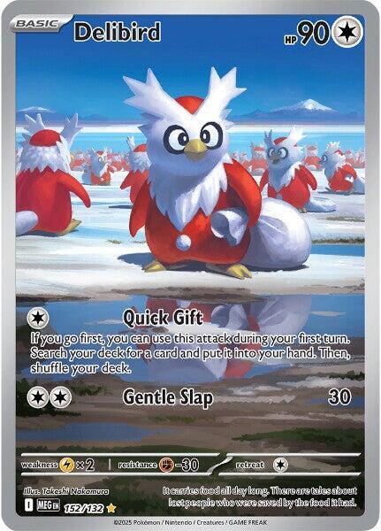 Pokemon Mega Evolution Delibird 152/132 Shiny Rare Holofoil Card - stylecreep.com