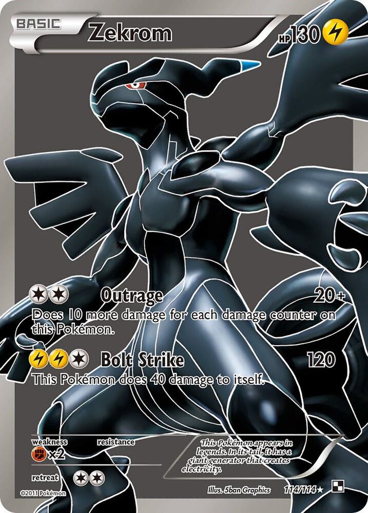 Pokemon Black and White Zekrom 114 Full Art Card