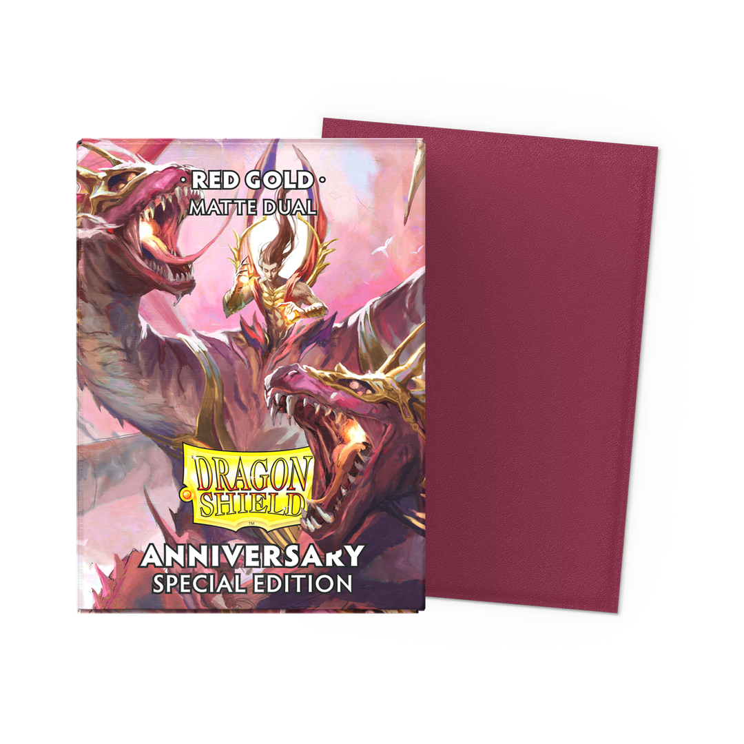 Dragon Shield Standard Dual Matte SP EDT Pomegranate & Gold Sleeves (100)