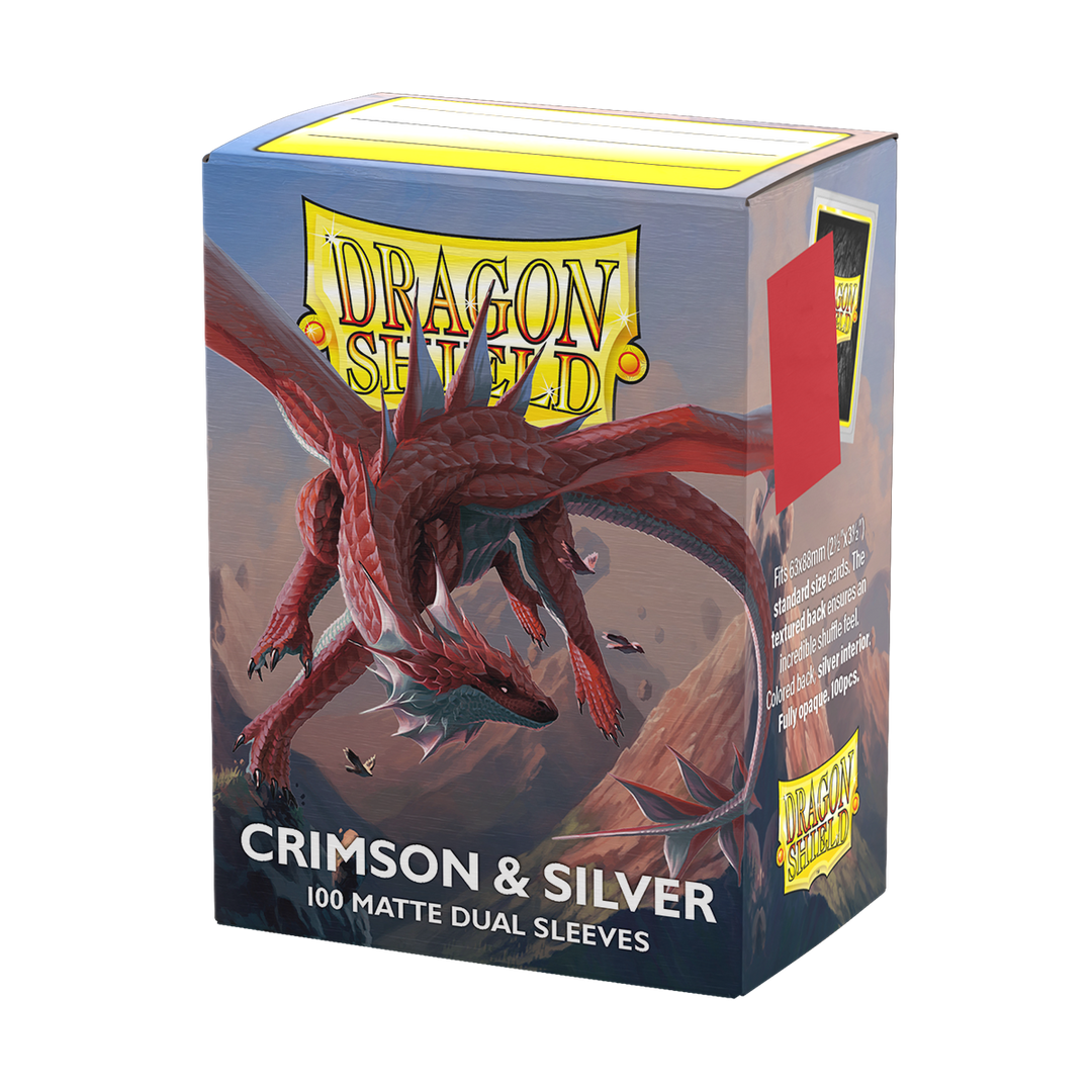 Dragon Shield Standard Dual Matte Crimson & Silver Sleeves (100)