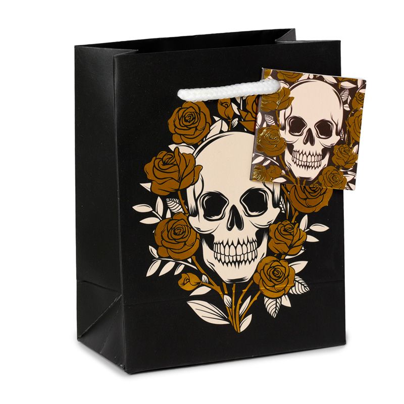Gift Bag - Metallic Skulls and Roses - Small - stylecreep.com