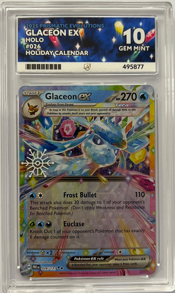 Pokemon Graded Card - Glaceon ex 026/131 - Holiday Calander 25 - Ace Gem Mint 10 (495877)