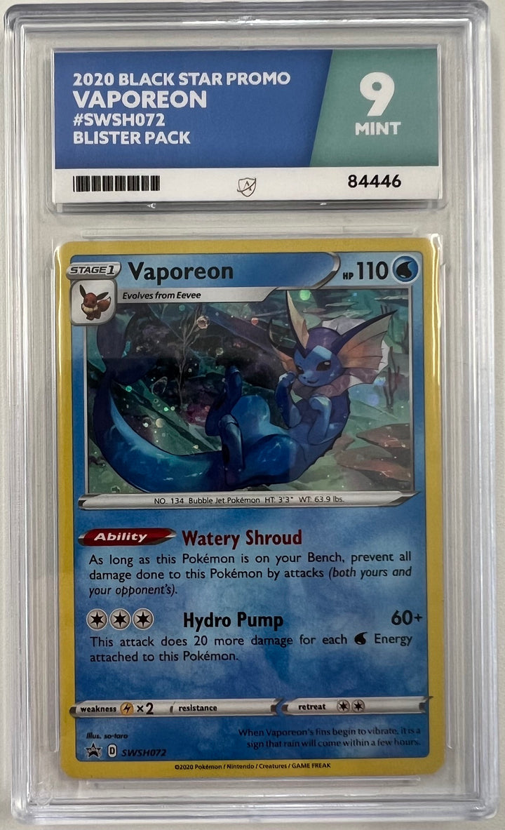 Pokemon Graded Card - Vaporeon SWSH072 - Ace Mint 9 (84446)