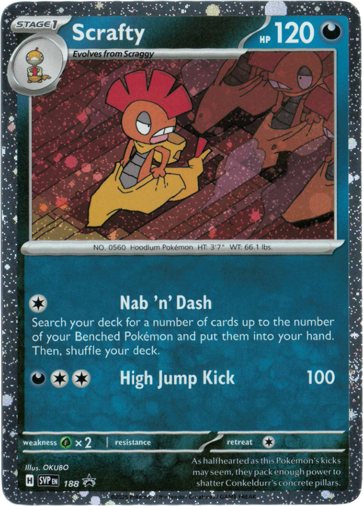 Pokemon Scarlet & Violet Promo Scrafty 188 Holofoil Card