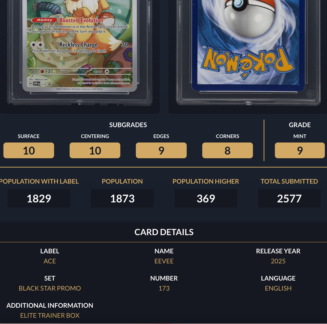 Pokemon Graded Card - Eevee 173 SV Promo - Ace Mint 9 (591682)