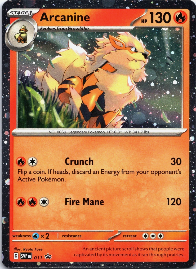 Pokemon Scarlet & Violet Promo Arcanine 011 Cosmo Holo Card - stylecreep.com