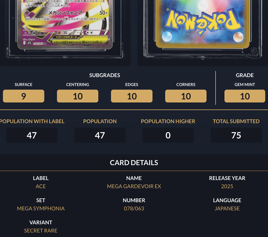 Pokemon Graded Card - Mega Gardevoir ex 078/063 - Japanese - Ace Gem Mint 10 (508274)