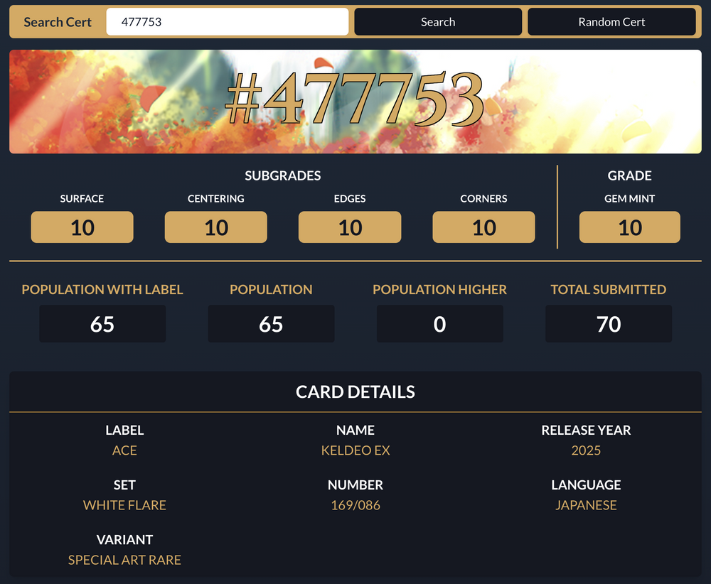 Pokemon Graded Card - Keldeo ex 169/086 (JP) - Ace Gem Mint 10 (477753) - stylecreep.com