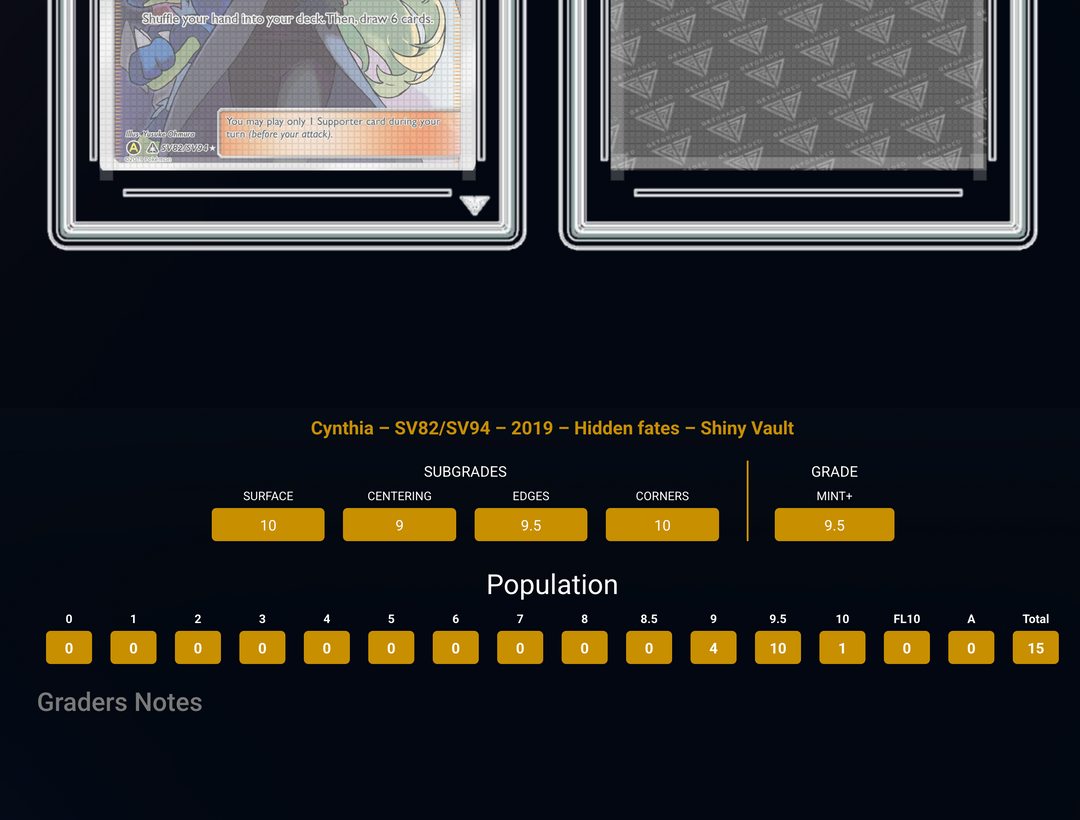 Pokemon Graded Card - Cynthia SV82/SV94 - Get Graded Mint+ 9.5 (558744)