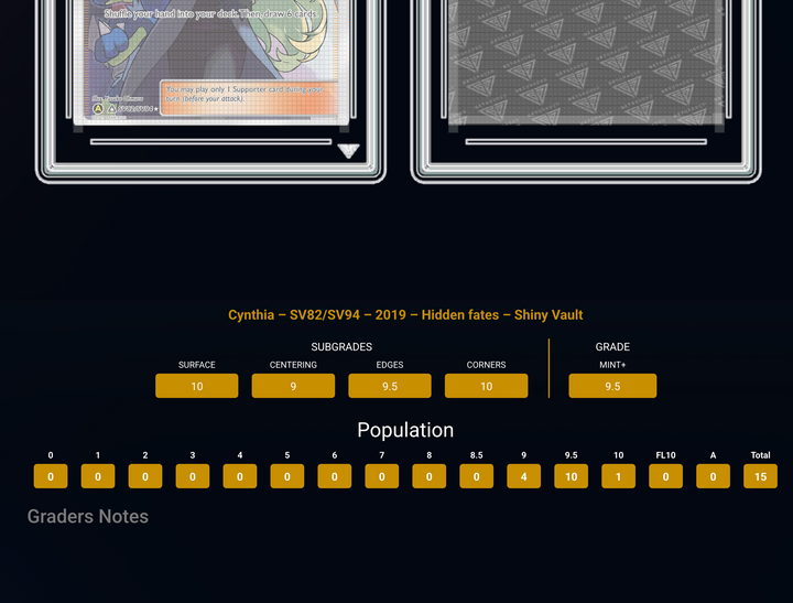 Pokemon Graded Card - Cynthia SV82/SV94 - Get Graded Mint+ 9.5 (558744)