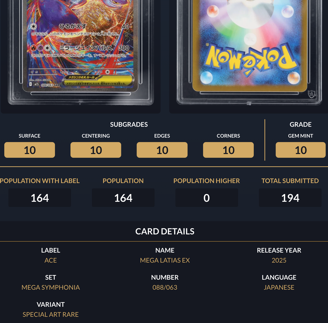 Pokemon Graded Card - Mega Latias ex 088/063 - Japanese - Ace Gem Mint 10 (518053)